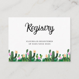 Tarjeta De Recepción Ducha de Novia Registro de Cactus