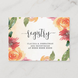 Tarjeta De Recepción Ducha de Novia Registro Floral de Otoño