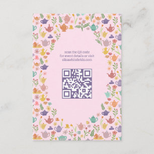 Tarjeta De Recepción Ducha de Novia Tea Party Código QR PERSONALIZADO L
