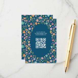 Tarjeta De Recepción Ducha de Novia Tea Party Código QR PERSONALIZADO L
