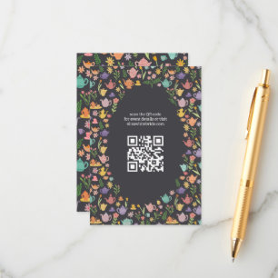 Tarjeta De Recepción Ducha de Novia Tea Party Código QR PERSONALIZADO L