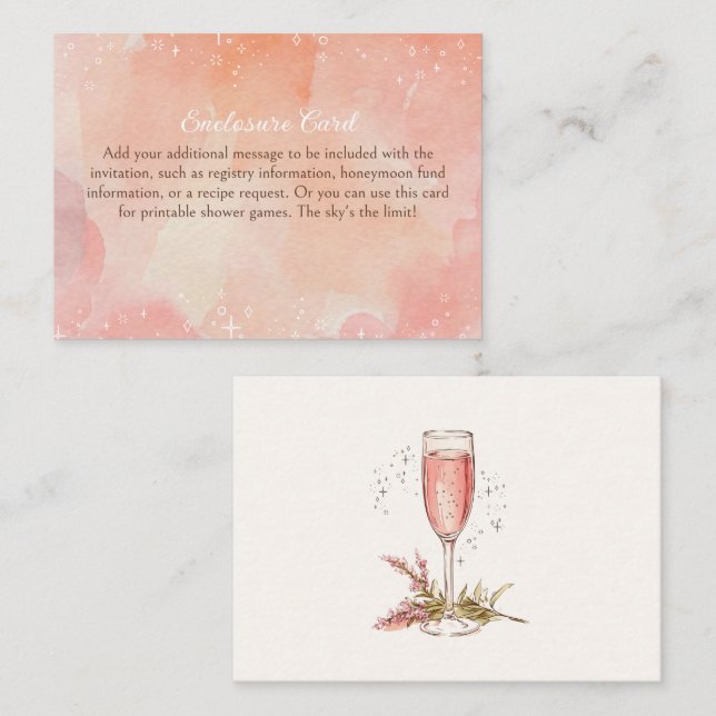 Tarjeta De Recepción Ducha de novias de Champán Peach (Anverso / Reverso)