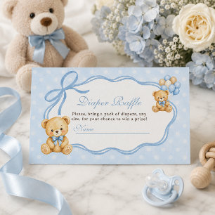 Tarjeta De Recepción Ducha de osito azul Bearly Wait para bebé