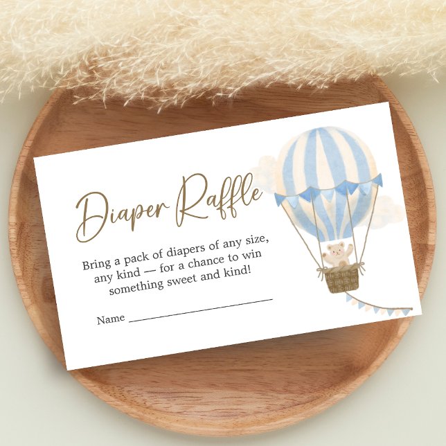 Tarjeta De Recepción Ducha de osito boho azul sorteo de pañales (Oh Baby Bear Baby Shower Diaper Raffle)