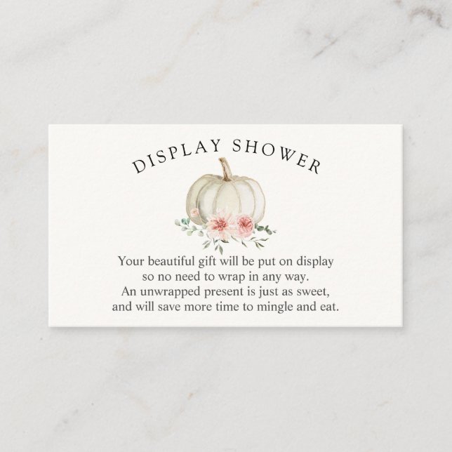 Tarjeta De Recepción Ducha de pantalla Baby Shower de calabaza blanca y (Anverso)