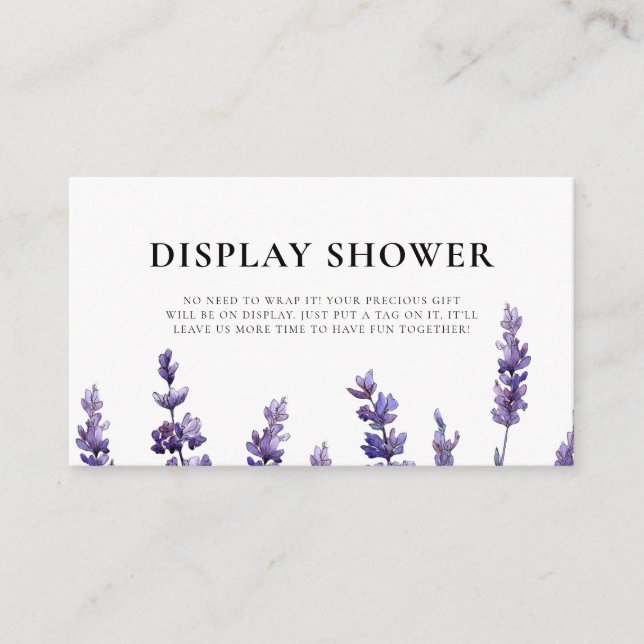 Tarjeta De Recepción Ducha de pantalla de lavanda elegante (Anverso)