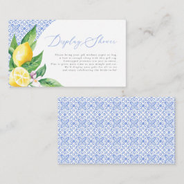 Tarjeta De Recepción Ducha de pantalla de limón de mosaico azul italian