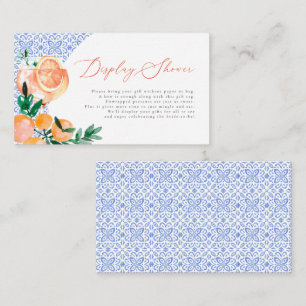 Tarjeta De Recepción Ducha de pantalla de Naranja de mosaico azul itali