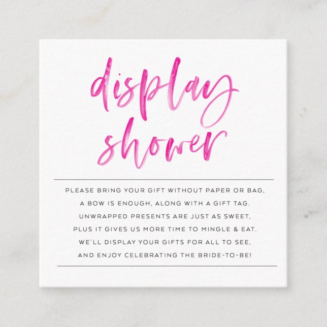 TARJETA DE RECEPCIÓN DUCHA DE PANTALLA - INSERCIÓN DE PINK (Anverso)