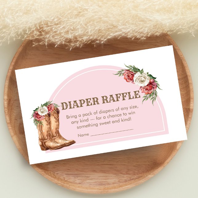 Tarjeta De Recepción Ducha de Vaquera Sorteo de Pañales (Cowgirl Baby Shower Diaper Raffle)