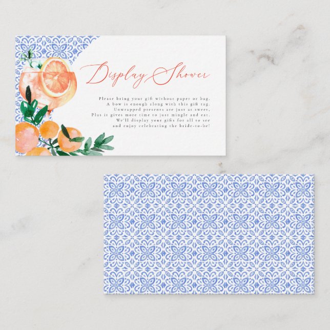 Tarjeta De Recepción Ducha de visualización Aperol Spritz Blue Tile Pos (Anverso / Reverso)