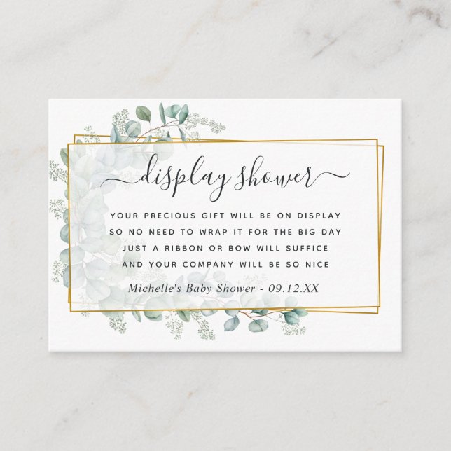 Tarjeta De Recepción Ducha de visualización Baby Shower de eucalipto ge (Anverso)