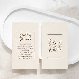 Tarjeta De Recepción Ducha de visualización Boho Minimalista Beige Baby