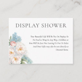 Tarjeta De Recepción DUCHA DE VISUALIZACIÓN DE FLORES azules y rosas bl