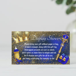 Tarjeta De Recepción Ducha de visualización Royal Blue Gold Prince