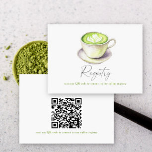Tarjeta De Recepción Ducha Matcha de té de novia Código QR para registr