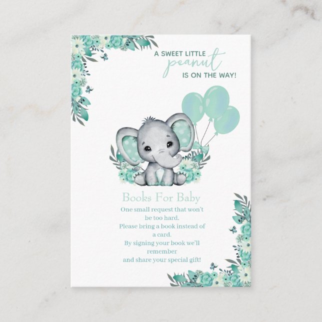 Tarjeta De Recepción Ducha Neutral para Elefante Bebé, Libros para Bebé (Anverso)