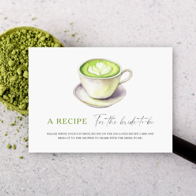 Tarjeta De Recepción Ducha nupcial de Matcha. Receta para que la novia  (Subido por el creador)