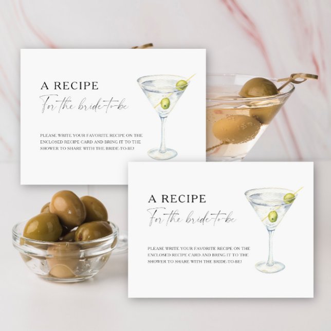 Tarjeta De Recepción Ducha nupcial Martini Receta de la novia (Subido por el creador)
