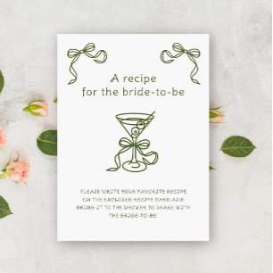 Tarjeta De Recepción Ducha nupcial Martini Receta de la novia