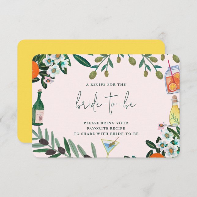 Tarjeta De Recepción Ducha nupcial mediterránea italiana Comparte una r (Anverso / Reverso)