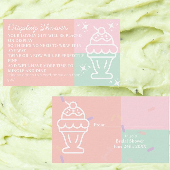 Tarjeta De Recepción Ducha para la exposición nupcial con crema de hiel (Scooped Up Ice cream Bridal Display Shower Enclosure Card)