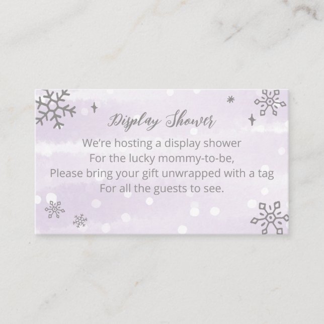 Tarjeta De Recepción Ducha para la pantalla Baby Shower Lavender Snowfl (Anverso)