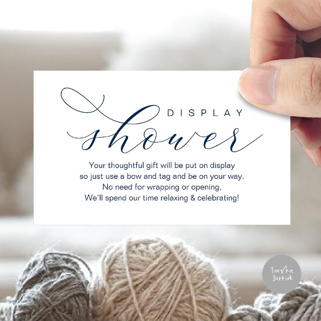 Tarjeta De Recepción Ducha para pantalla boda, elegancia moderna mínima (Wedding Display Shower, Modern elegance Bridal Enclosure Card Romantic Classy Navy Blue)