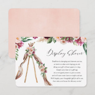 Tarjeta De Recepción Ducha rústica de tepe floral bohemia