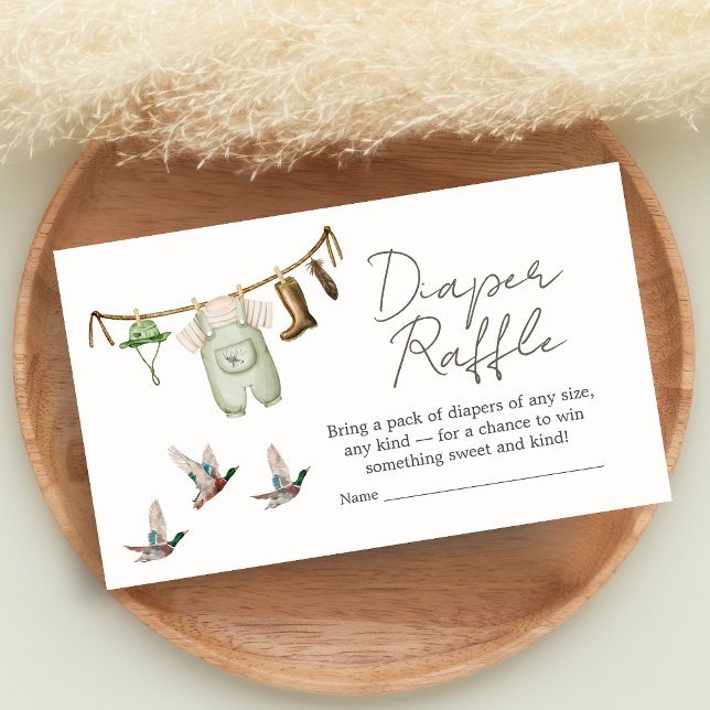 Tarjeta De Recepción Duck Hunting Baby Shower Diaper Raffle (Little Hunter Duck Baby Shower Diaper Raffle)