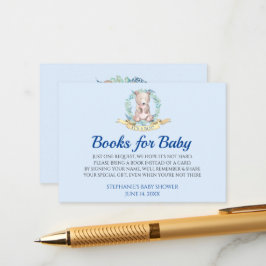 Tarjeta De Recepción Dulce acuarela Teddy Bear Azul Trae Un Libro