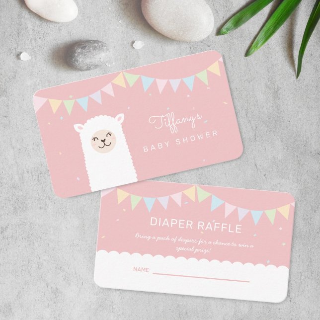 Tarjeta De Recepción Dulce Alpaca Llama Chica Baby Shower Diaper Raffle (Subido por el creador)