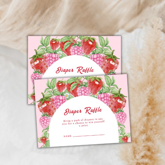 Tarjeta De Recepción Dulce arca de fresa Diaper Raffle Baby Shower (Sweet Strawberry Arch Diaper Raffle Baby Shower Enclosure Card)