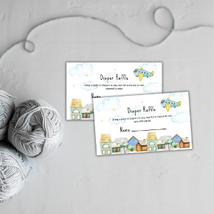 Tarjeta De Recepción Dulce aventura aviador rifa de pañales baby shower