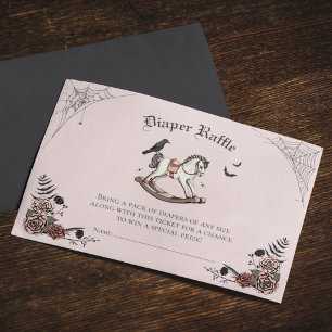 Tarjeta De Recepción Dulce Baby Shower Rosa Gótico Rifa de Pañales