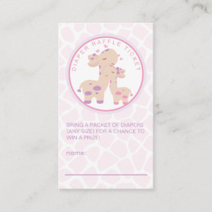 Tarjeta De Recepción Dulce bebé chica Giraffe Baby Shower Diaper Raffle