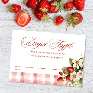 Tarjeta De Recepción Dulce Bebe de Fresa y Mora Shower Rifa de Pañales