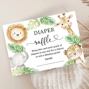 Tarjeta De Recepción Dulce Bebé Jungle Baby Shower Safari Rifa de Pañal