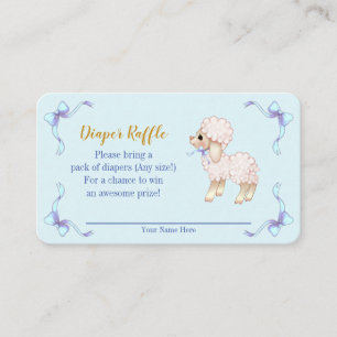 Tarjeta De Recepción Dulce Blue Boy Lamb Baby Shower Diaper Raffle