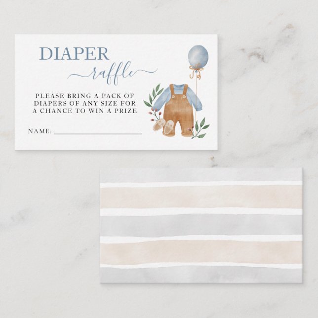 Tarjeta De Recepción Dulce Boho Neutral Boy Baby Shower Diaper Raffle (Anverso / Reverso)