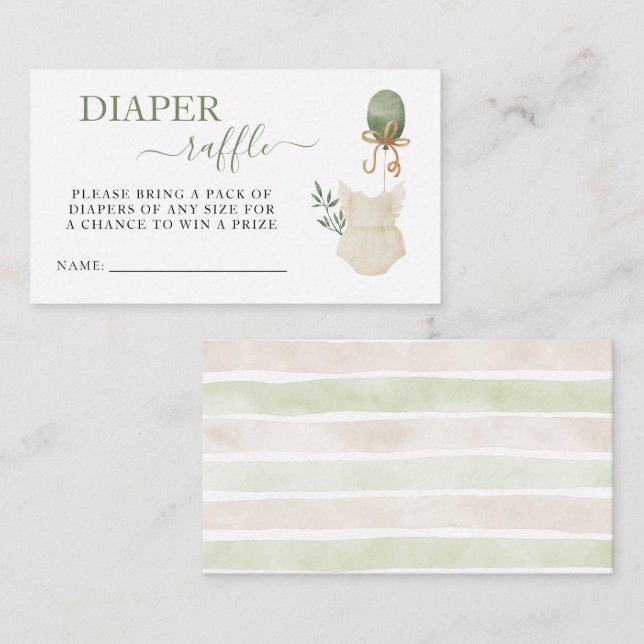 Tarjeta De Recepción Dulce Boho Neutral Chica Baby Shower Diaper Raffle (Anverso / Reverso)