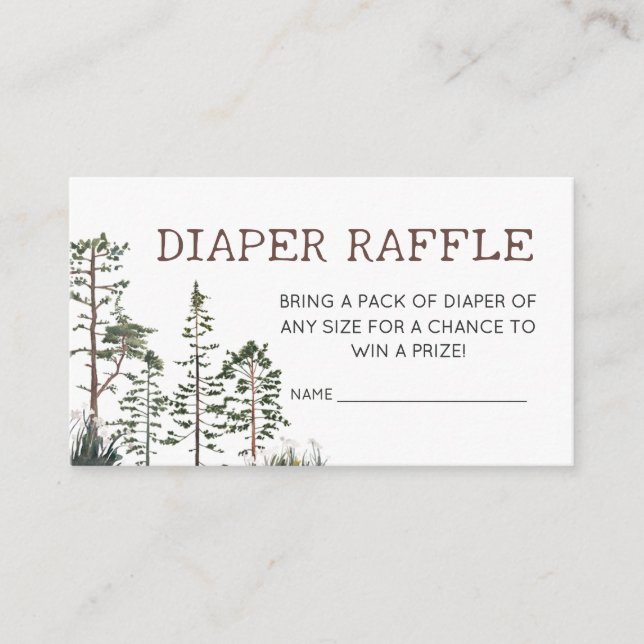 Tarjeta De Recepción Dulce Bosque Fiesta de Bebé Rifa de Pañales (Anverso)