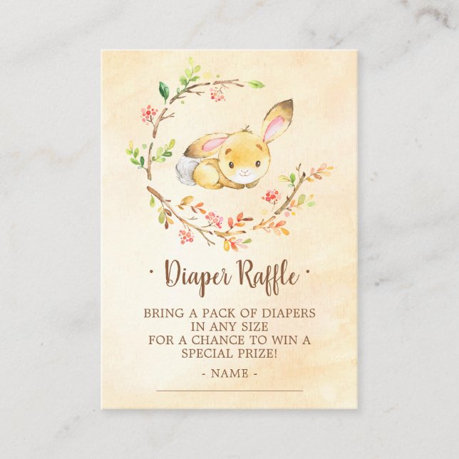 Tarjeta De Recepción Dulce Bunny Baby Shower Diaper Ticket (Anverso)