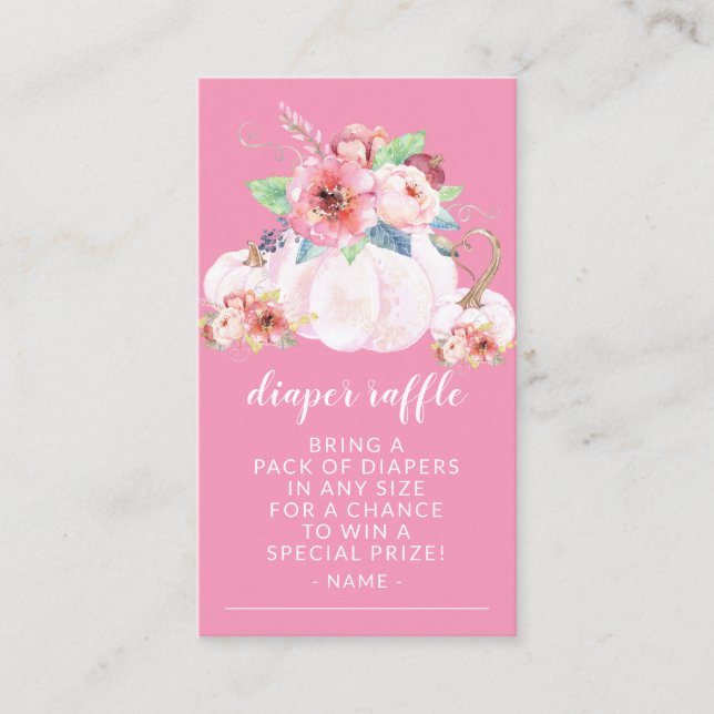Tarjeta De Recepción Dulce calabaza Baby Shower Diaper Raffle (Anverso)