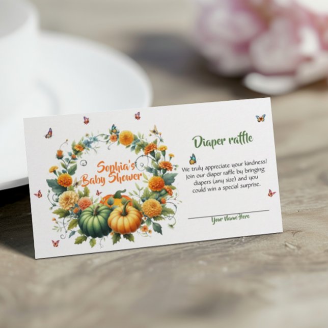 Tarjeta De Recepción Dulce Calabaza Floral Caída Diapé Raffle (Subido por el creador)
