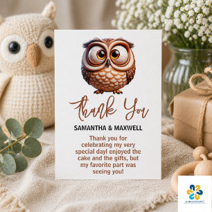 Tarjeta De Recepción Dulce caricatura de búho para baby shower de niño