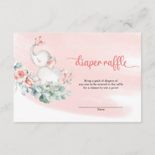 Tarjeta De Recepción Dulce chica bebé elefante eucalipto rifa de pañale