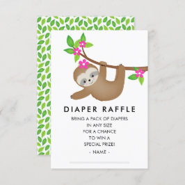 Tarjeta De Recepción Dulce Chicas Sloth Baby Shower Diaper Raffle