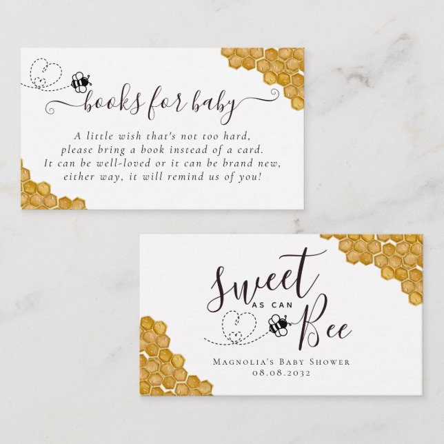 Tarjeta De Recepción Dulce como pueden ser los libros de Baby Shower pa (Anverso / Reverso)