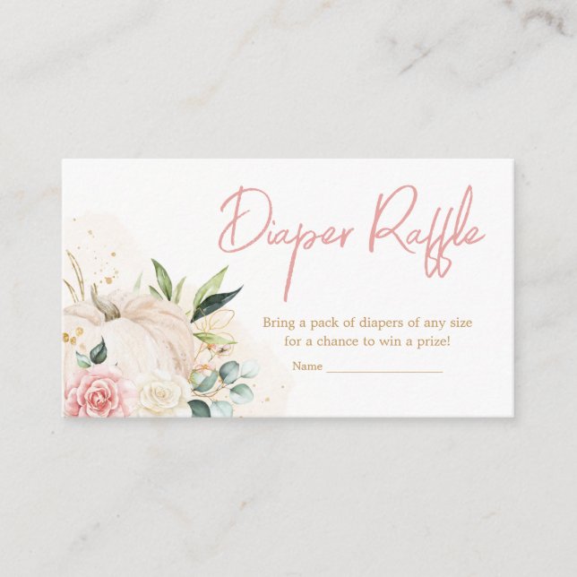 Tarjeta De Recepción Dulce de Floral Rosa Pequeña Calabaza Raffle (Anverso)